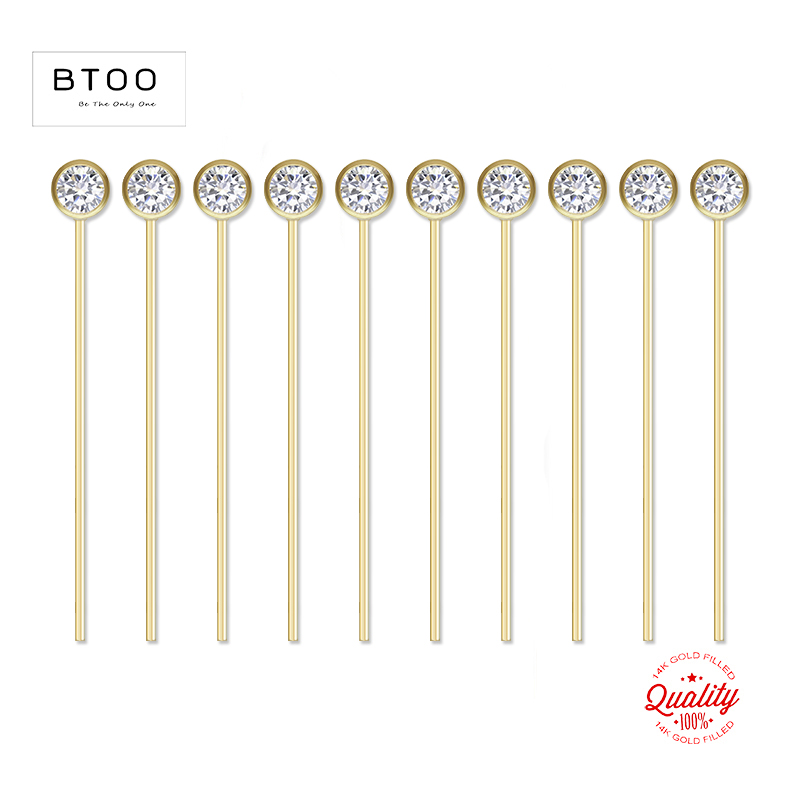Jewelry Making Head Pins - 14K 금 채워진 지르콘 헤드 핀