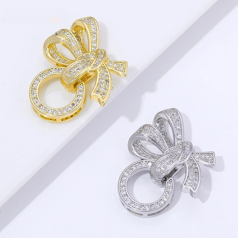 Jewelry Making Ring Tool - 18K 금도금 진주 클래스프 커넥터 지르콘