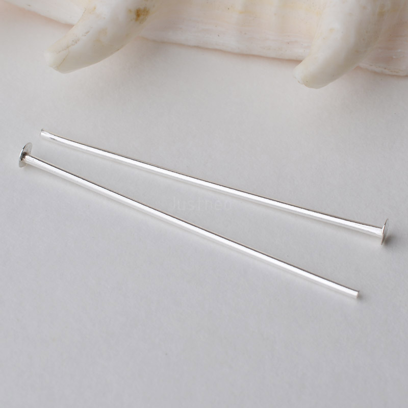 Jewelry Making Head Pins - 925 스털링 실버 플랫 헤드 핀,