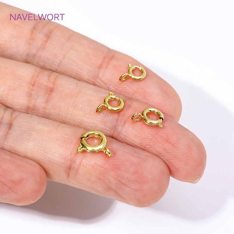 Jewelry Making Metal Supplies - 14K/18K 금도금 황동 스프링 클래스프, 5/5.5/6/7mm