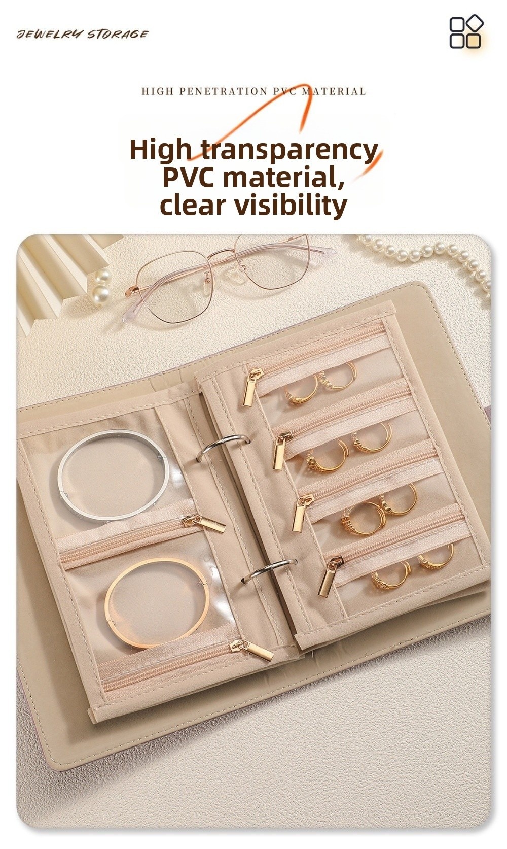 Jewelry Making Journal - 투명 쥬얼리 보관북 벨벳 지퍼 바인더
