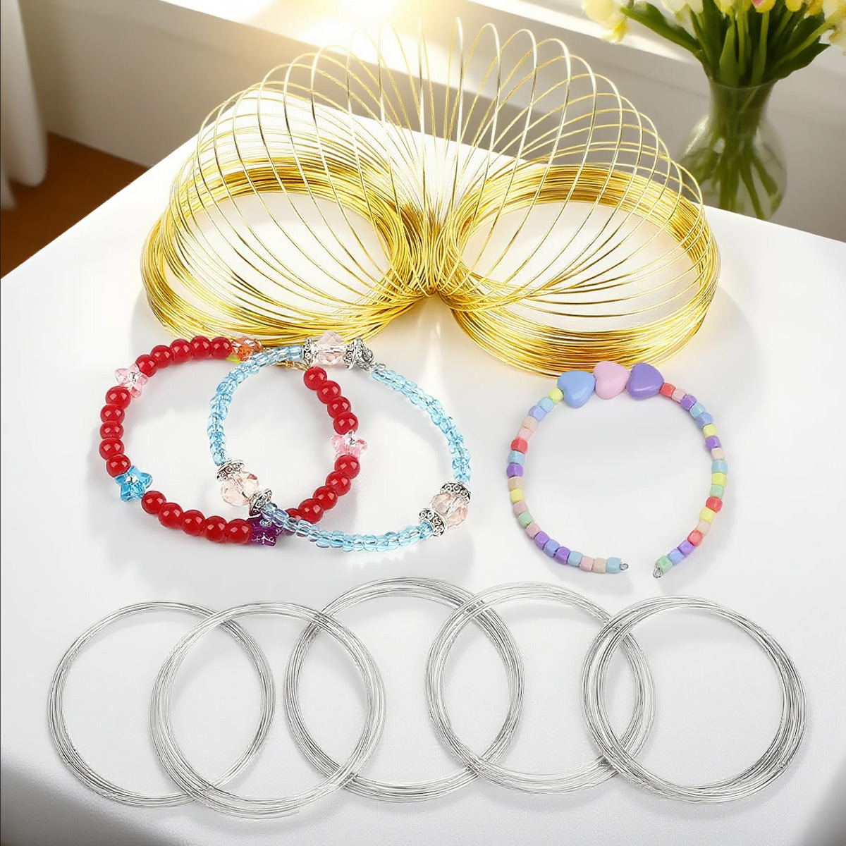 Memory Wire Bracelet - 0.6mm 스테인리스 메모리 와이어 코일 100루프