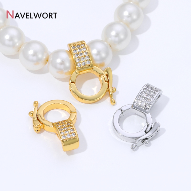 Jewelry Making Metal Supplies - 18K 금도금 황동 지르콘 인레이드 펜던트