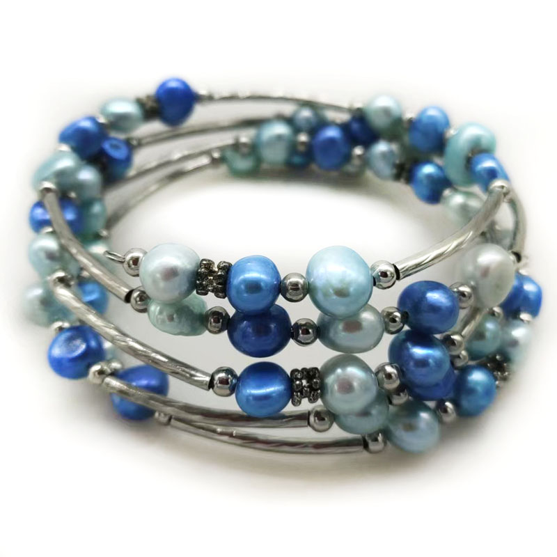 33인치 7-8mm 퍼플 메모리 와이어 천연 바로크 진 - Memory Wire Bracelet 리뷰 및 가격