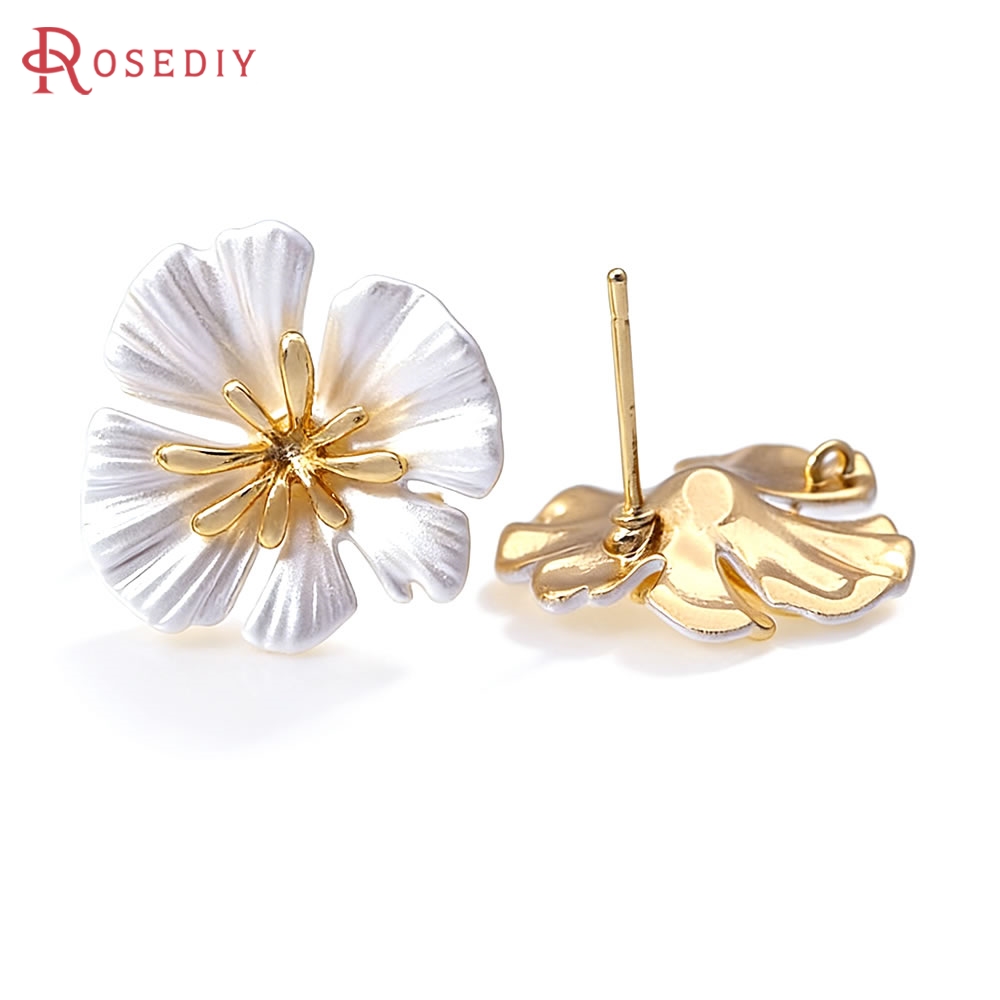 18K 골드 컬러 황동 꽃 귀걸이 핀 귀걸이 고품질 여 - Jewelry Making Metal Supplies 리뷰 및 가격