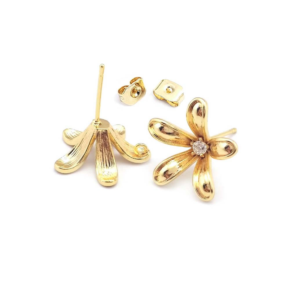 18K 골드 컬러 황동 꽃 귀걸이 핀 귀걸이 고품질 여 - Jewelry Making Metal Supplies 리뷰 및 가격