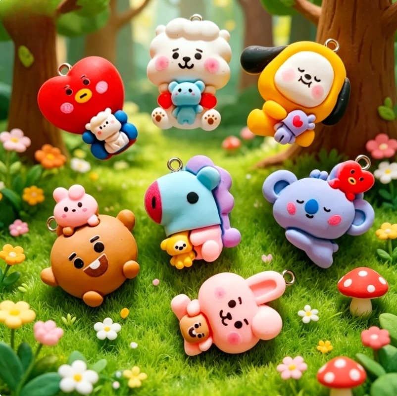 7pcs BT21 수지 만화 참 DIY 액세서리 공예  - Jewelry Making Resin 리뷰 및 가격