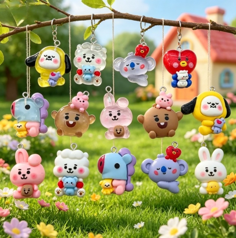 7pcs BT21 수지 만화 참 DIY 액세서리 공예  - Jewelry Making Resin 리뷰 및 가격