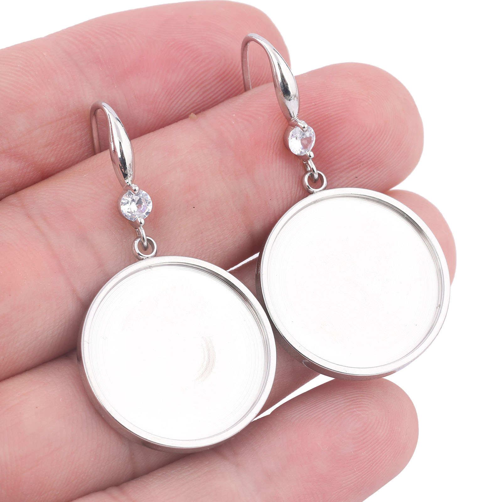 6개 스테인리스 스틸 20mm 카보숑 귀걸이 베젤 세팅 - Jewelry Making With Stones 리뷰 및 가격