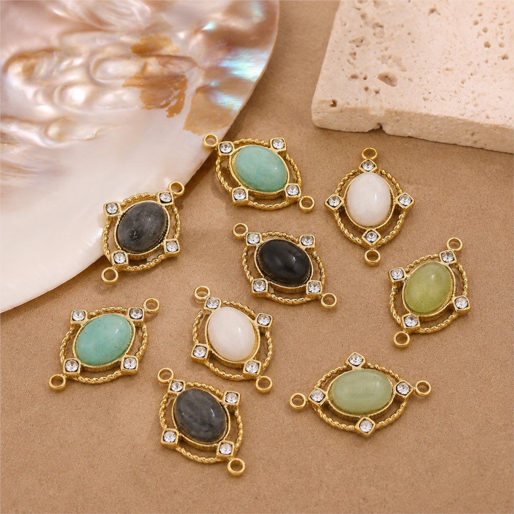 1개 빈티지 에나멜 천연석 스테인리스 스틸 골드 참 D - Jewelry Making With Stones 리뷰 및 가격