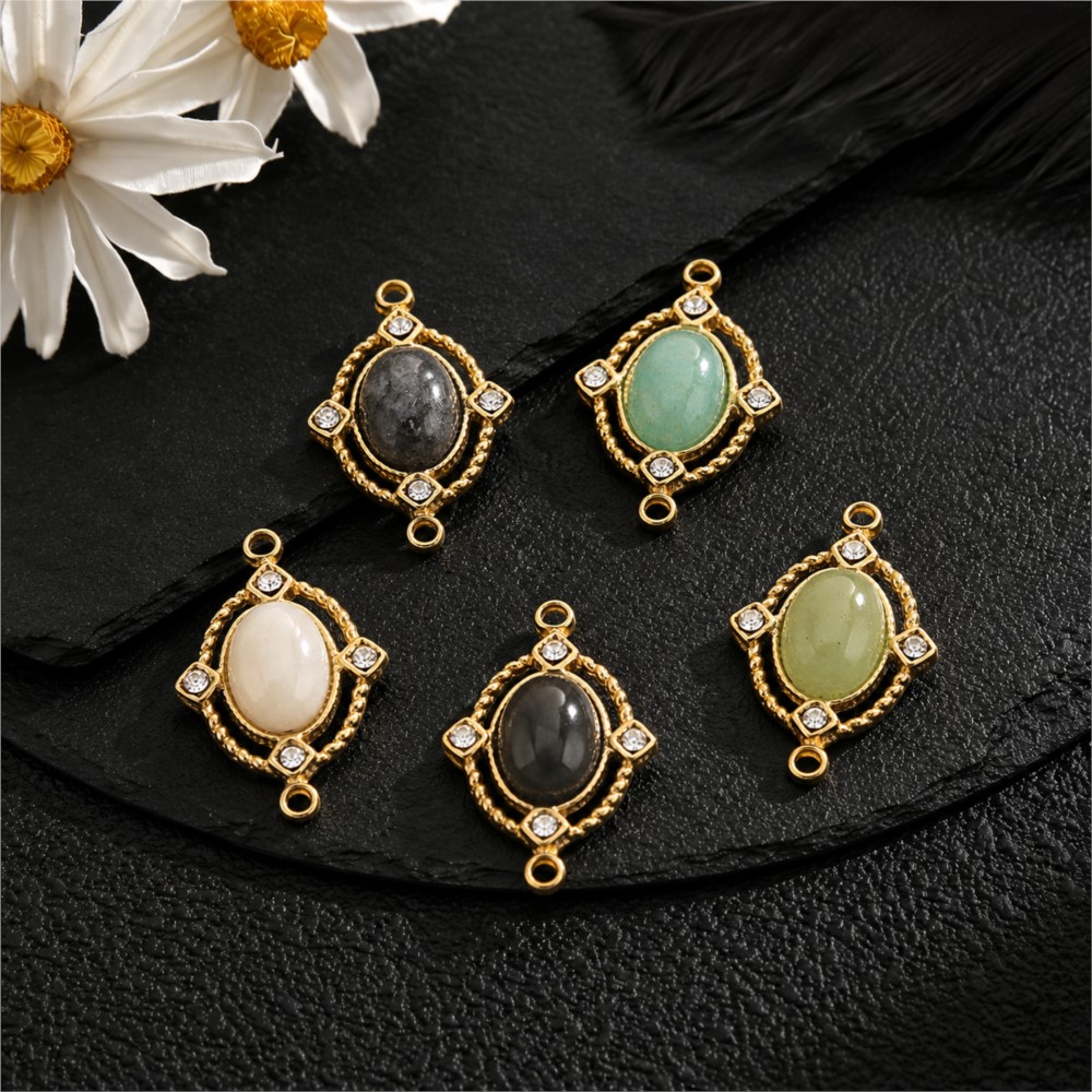 1개 빈티지 에나멜 천연석 스테인리스 스틸 골드 참 D - Jewelry Making With Stones 리뷰 및 가격