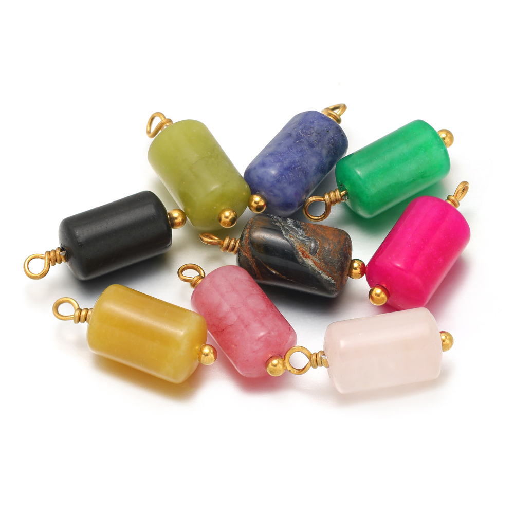 10pcs 스테인레스 스틸 천연 돌 매력 실린더 펜 던 - Jewelry Making With Stones 리뷰 및 가격