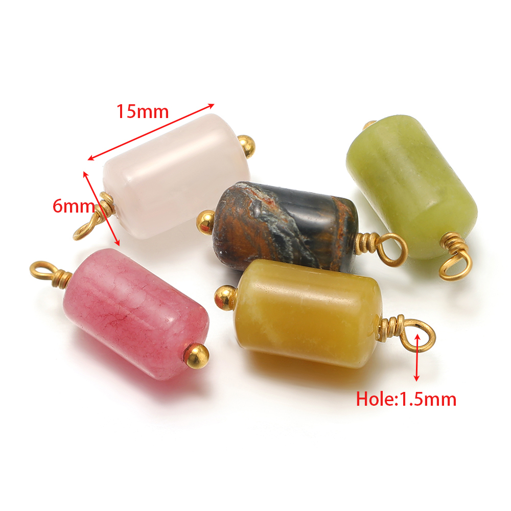 10pcs 스테인레스 스틸 천연 돌 매력 실린더 펜 던 - Jewelry Making With Stones 리뷰 및 가격
