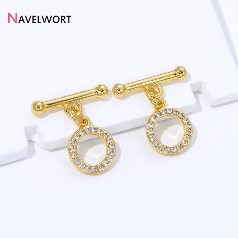 18K 금도금 황동 지르콘 인레이드 OT 클래스프 커넥 - Jewelry Making Gold 리뷰 및 가격