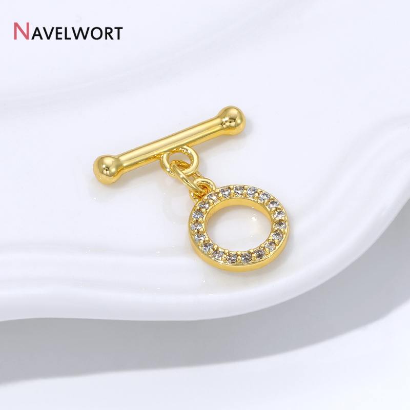 18K 금도금 황동 지르콘 인레이드 OT 클래스프 커넥 - Jewelry Making Gold 리뷰 및 가격